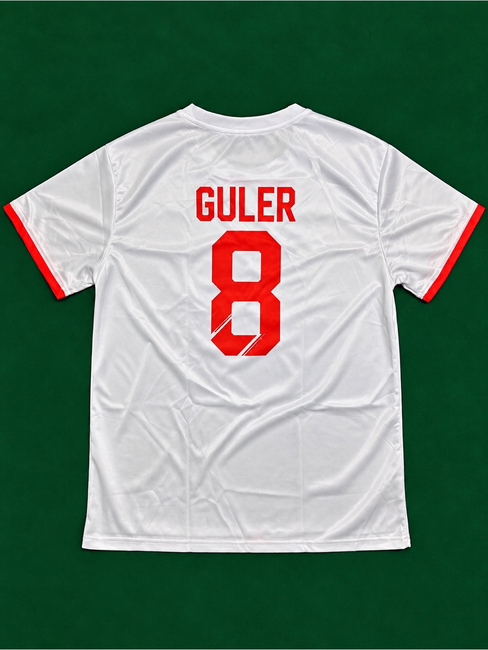 White and Red 'GULER 8' Sports Jersey
